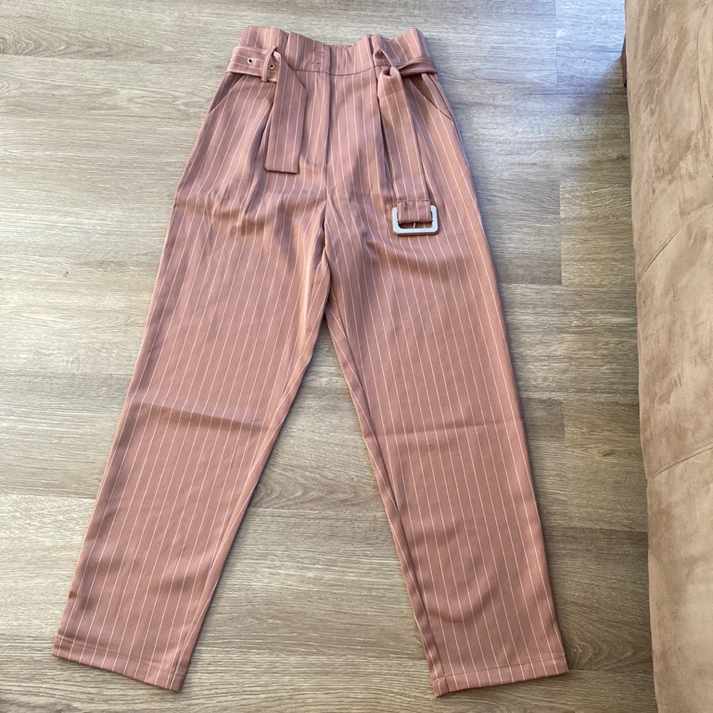 NWT paperbag waist pin stripe dress pants / trousers size S